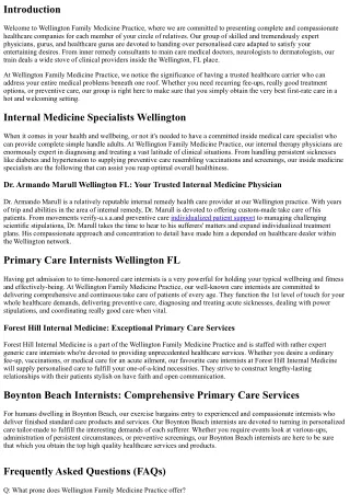 Wellington Family Medicine Practice: Caring for Every Member of Your Family