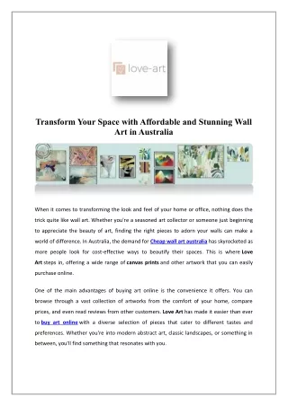 Canvas Prints Online | Love Art