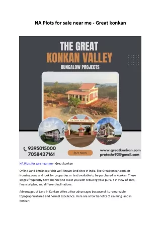 NA Plots for sale near me - Great konkan