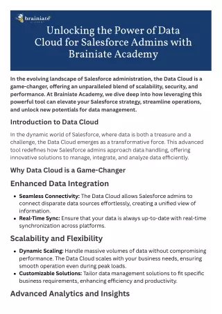 Unlocking the Power of Data Cloud for Salesforce Admins with Brainiate Academy