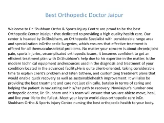 best orthopedic doctor jaipur