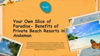 Your Own Slice of Paradise- Benefits of Private Beach Resorts in Andaman