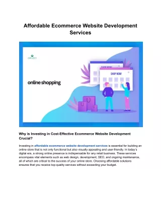 Affordable Ecommerce Website Development Services