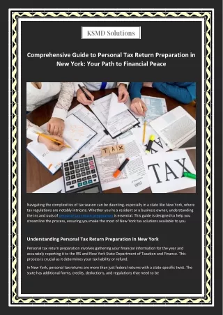 Comprehensive Guide to Personal Tax Return Preparation in New York - Your Path to Financial Peace