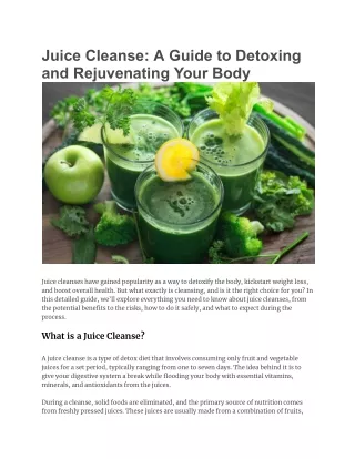 Juice Cleanse_ A Guide to Detoxing and Rejuvenating Your Body
