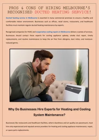 Pros & Cons of Hiring Melbourne's Recognised Ducted Heating Service!