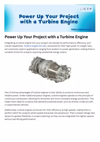 Power Up Your Project with a Turbine Engine