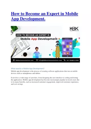 How to Become an Expert in Mobile App Development-PPT