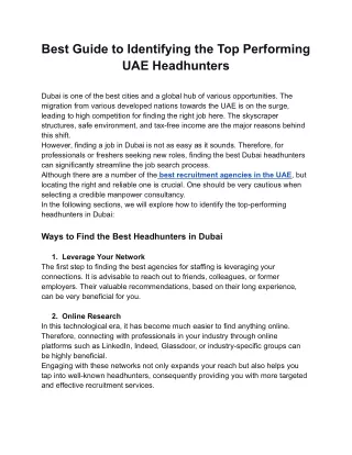 Ultimate Guide to Finding the Best UAE Headhunters