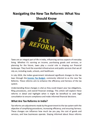 Navigating the New Tax Reforms-What You Should Know