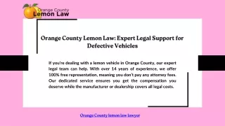 Orange County Lemon Law: Expert Legal Support for Defective Vehicles