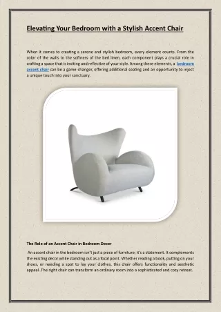 Elevating Your Bedroom with a Stylish Accent Chair