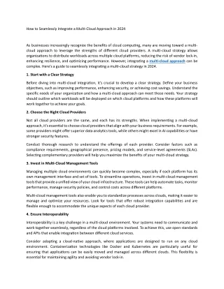 How to Seamlessly Integrate a Multi-Cloud Approach in 2024