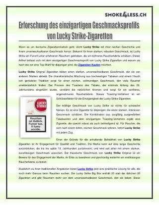 Erforschung des einzigartigen Geschmacksprofils von Lucky Strike-Zigaretten