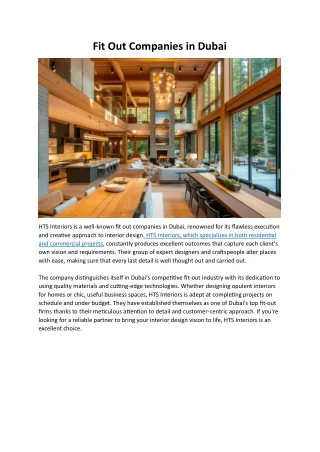 Fit Out Companies in Dubai