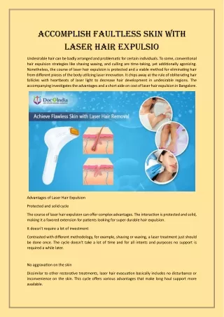 Accomplish Faultless Skin With Laser Hair Expulsio