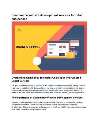 Ecommerce website development services for retail businesses