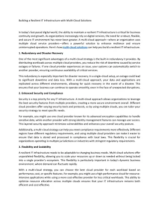 Building a Resilient IT Infrastructure with Multi-Cloud Solutions