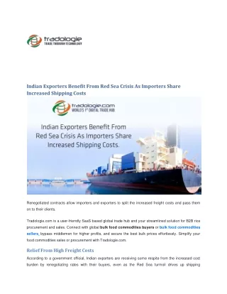 Indian Exporters Benefit From Red Sea Crisis As Importers Share Increased Shipping Costs