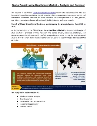 Smart Home Healthcare Market - VynzResearch