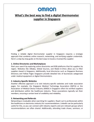 What’s the best way to find a digital thermometer supplier in Singapore