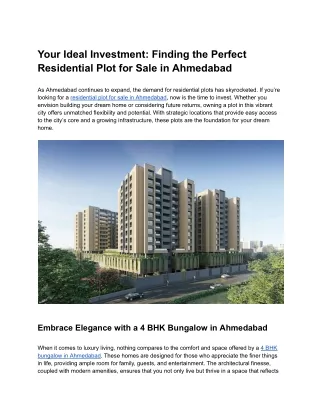 Residential Plots in Ahmedabad | Buy Plots by Ratnaakar Group