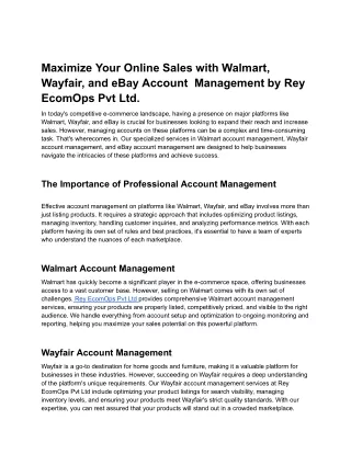 Maximize Your Online Sales with Walmart, Wayfair, and eBay Account  Management