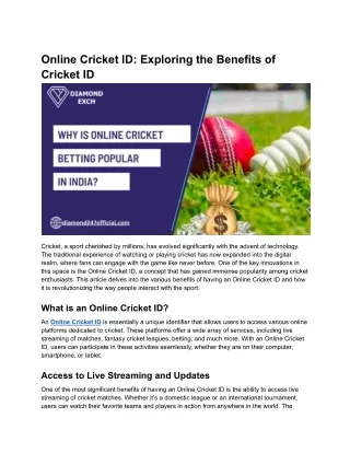 Online Cricket ID_ Exploring the Benefits of Cricket ID