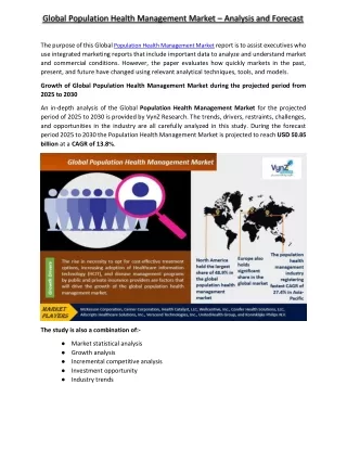 Population Health Management Market - VynzResearch