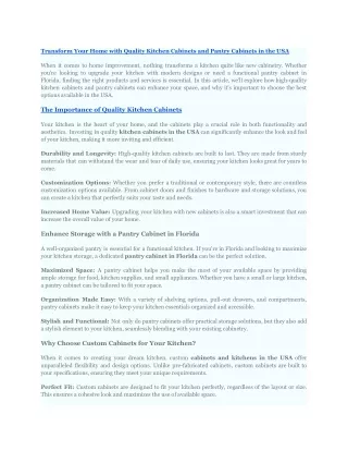 Kitchen Cabinets In USA