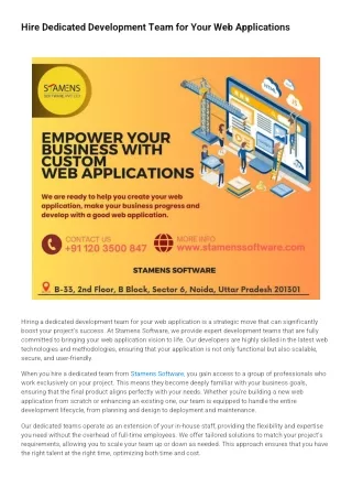 Hire Dedicated Development Team for Your Web Applications