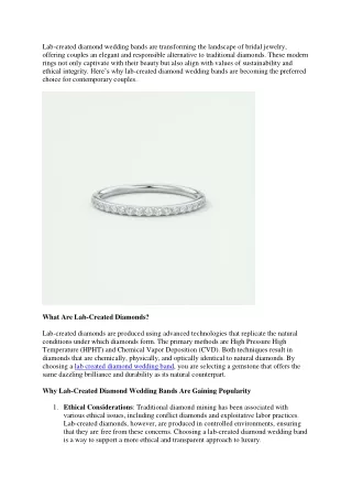 Elegant Lab Created Diamond Wedding Band for Every Couple