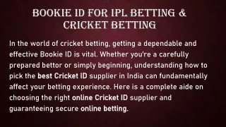 bookie id for ipl betting and cricket betting ppt