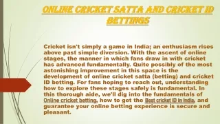 Online Cricket Satta and Cricket ID Bettings