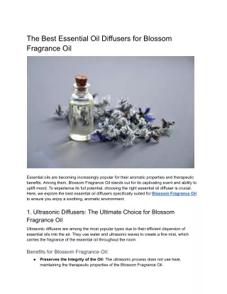 The Best Essential Oil Diffusers for Blossom Fragrance Oil