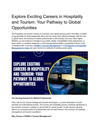 Explore Exciting Careers in Hospitality and Tourism_ Your Pathway to Global Opportunities