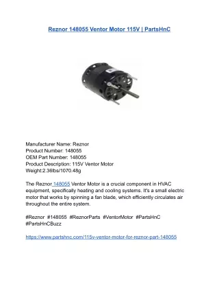 Reznor 148055 Ventor Motor 115V _ PartsHnC