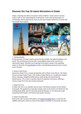 Discover the Top 10 Latest Attractions in Dubai