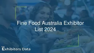 Fine Food Australia Exhibitor List 2024