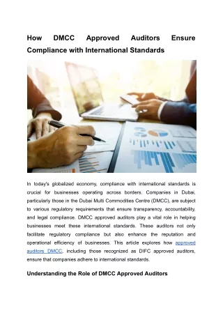 How DMCC Approved Auditors Ensure Compliance with International Standards