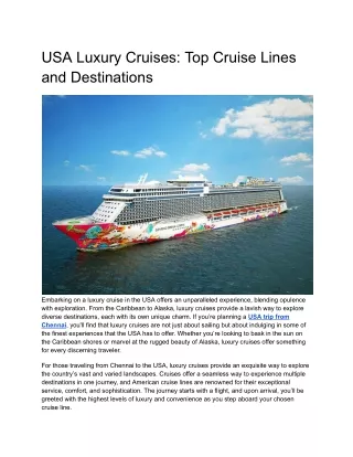 USA Luxury Cruises_ Top Cruise Lines and Destinations