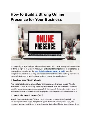 How to Build a Strong Online Presence for Your Business