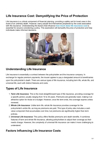 Life Insurance Cost Demystifying the Price of Protection