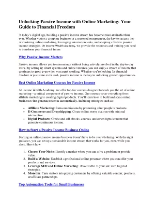 How to start a passive income business online