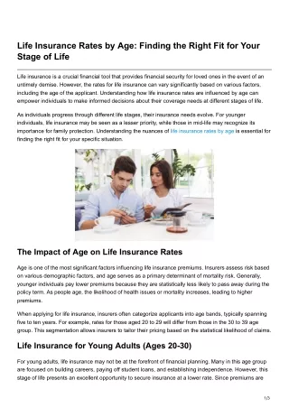 Life Insurance Rates by Age Finding the Right Fit for Your Stage of Life