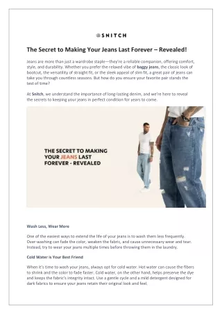 The Secret to Making Your Jeans Last Forever – Revealed!