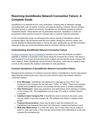 Resolving QuickBooks Network Connection Failure_ A Complete Guide