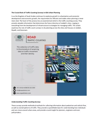 The Crucial Role of Traffic Counting Surveys in KSA Urban Planning