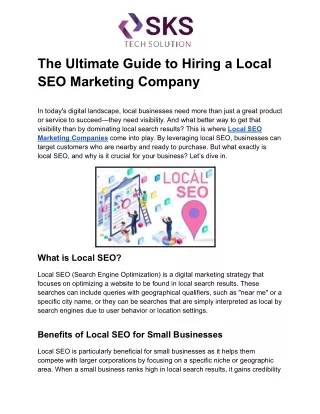The Ultimate Guide to Hiring a Local SEO Marketing Company