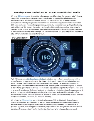 Increasing Business Standards and Success with ISO Certification